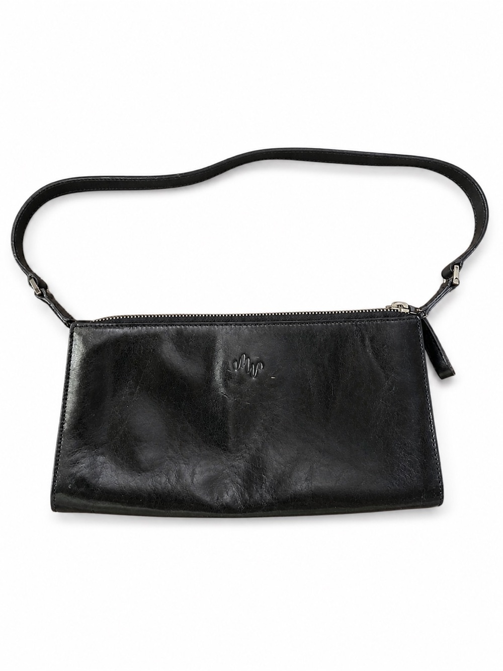 Monsac Black Leather shoulder bag Pouch with Key Ring